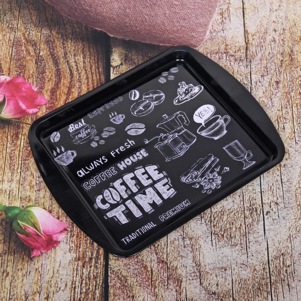 Цена за 2 шт. Поднос жестяной "Coffee time" 24,5*19,5см, черный