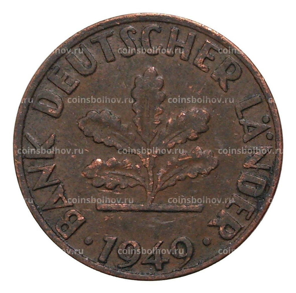 Монета 1 пфенниг 1949 года J Германия