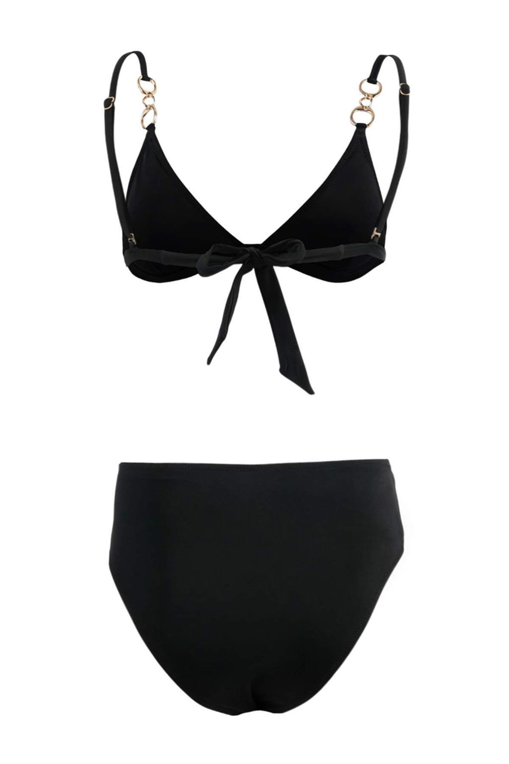 Siyah Ucgen Kapl? Aksesuarl? Yuksek Bel Regular Bikini Tak?m? TBESS26BT00062