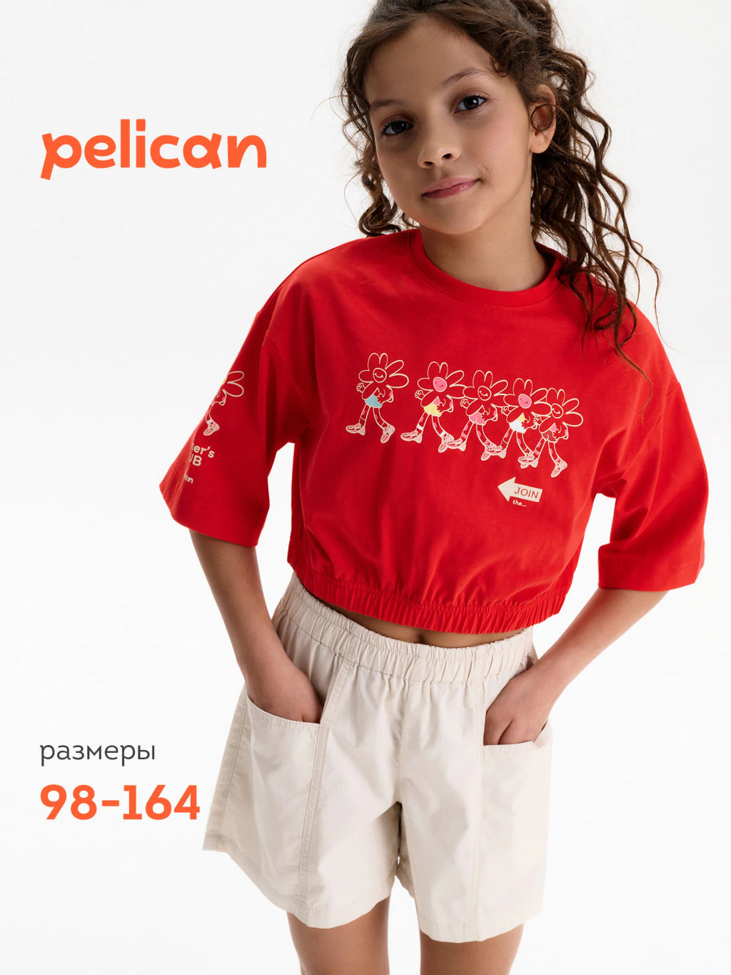 PELICAN, футболка-топ для девочек, Красный  фото 7