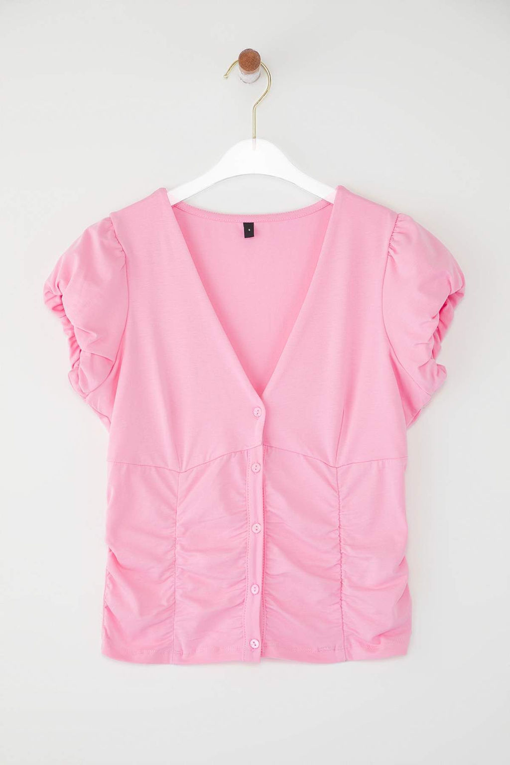 Trendyolmilla Siyah Pamuklu Buzgulu Dugmeli V Yaka Vucuda Oturan Super Esnek Orme Bluz TWOSS25BZ00563  фото 7