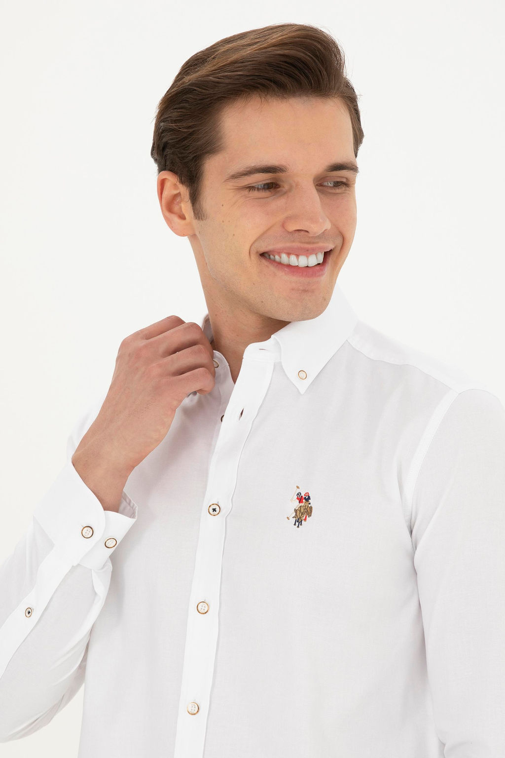 Мужская белая базовая рубашка с длинным рукавом - U.s. polo assn фото 2