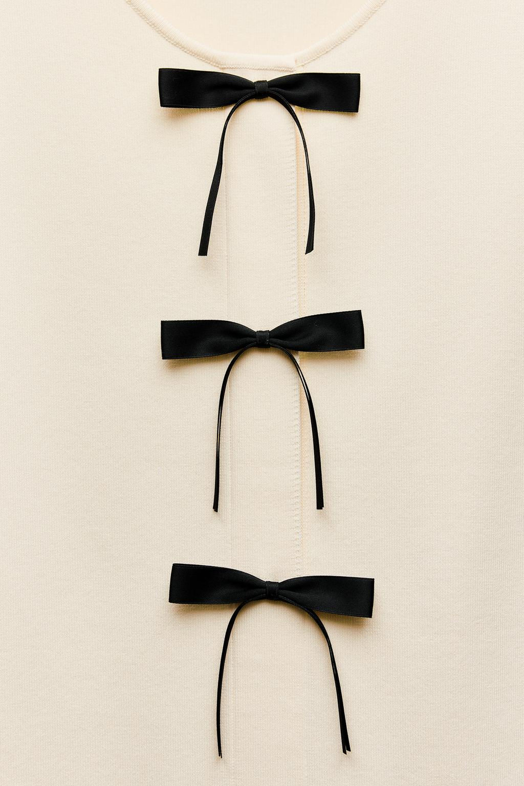 KNIT MINI DRESS WITH CONTRAST BOWS - Zara фото 3