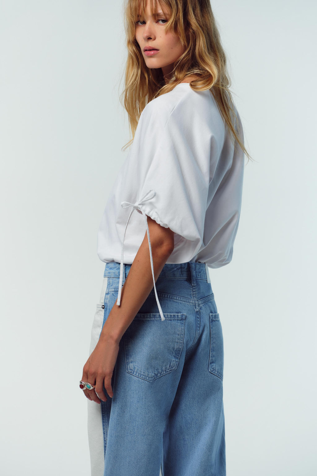 COTTON T-SHIRT WITH TIES - Zara фото 4