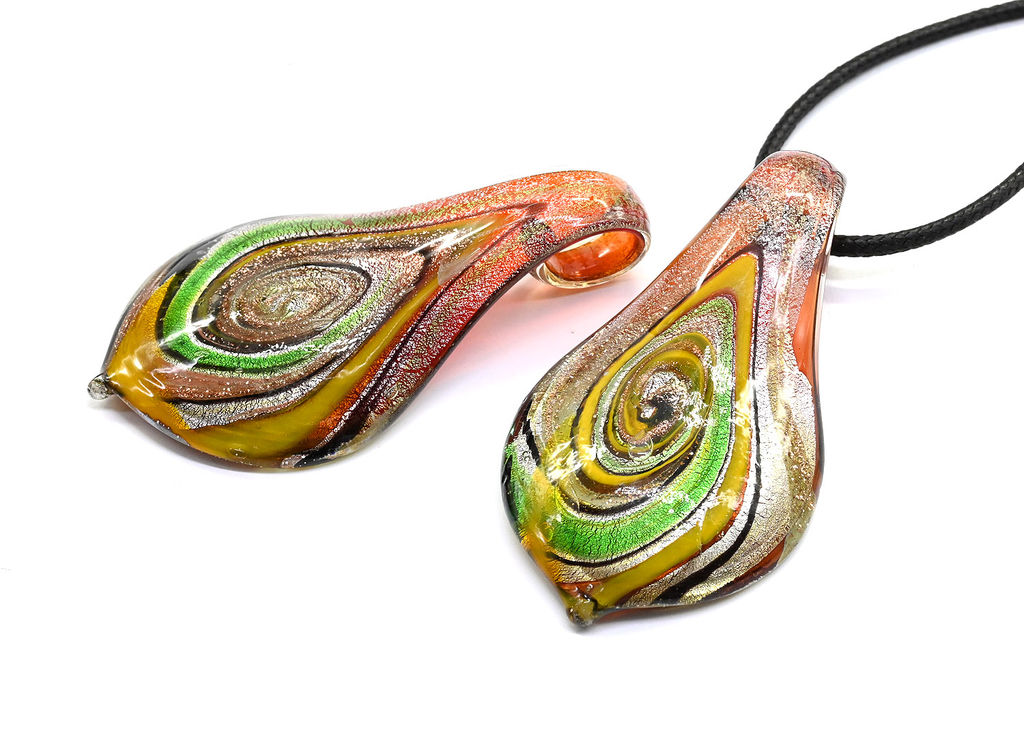 Муранское стекло украшения Лист 30*60мм цв.желтый