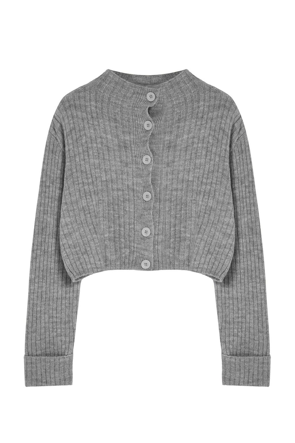 Koyu Gri Crop Yumusak Dokulu Dik Yaka Triko H?rka TWOAW22HI0174