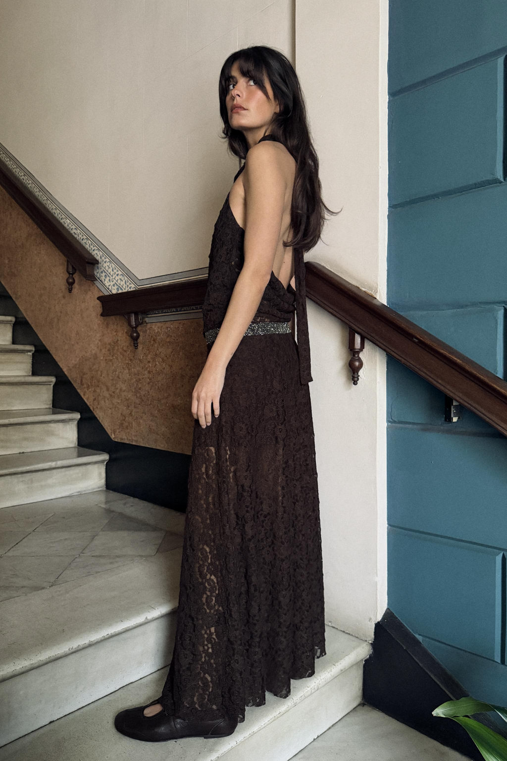HALTERNECK LACE DRESS WITH SPARKLES - Zara фото 5