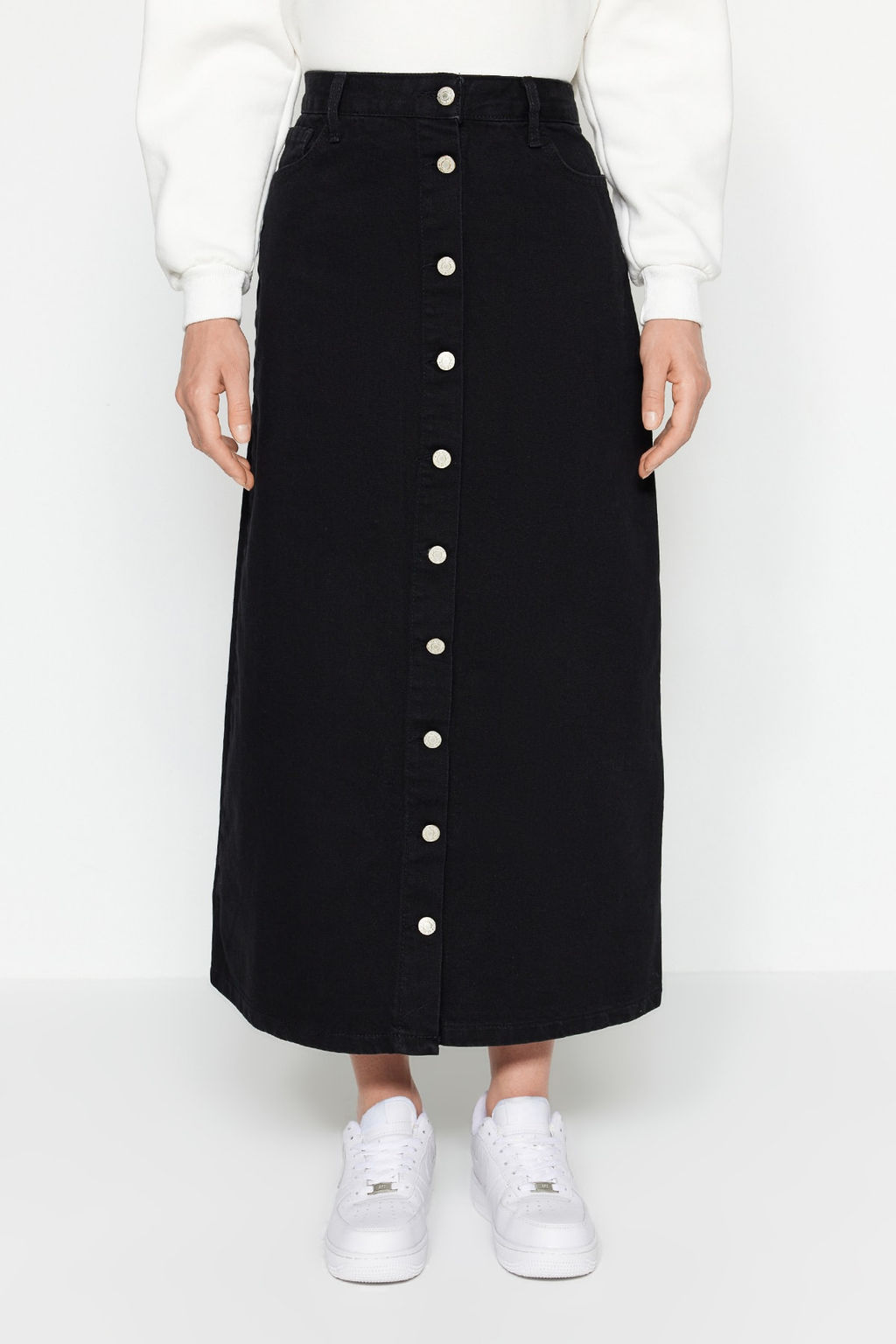 TRENDYOLMILLA Ekru Dugme Kapamal? Denim Kot Etek TCTSS23EE00024  фото 4