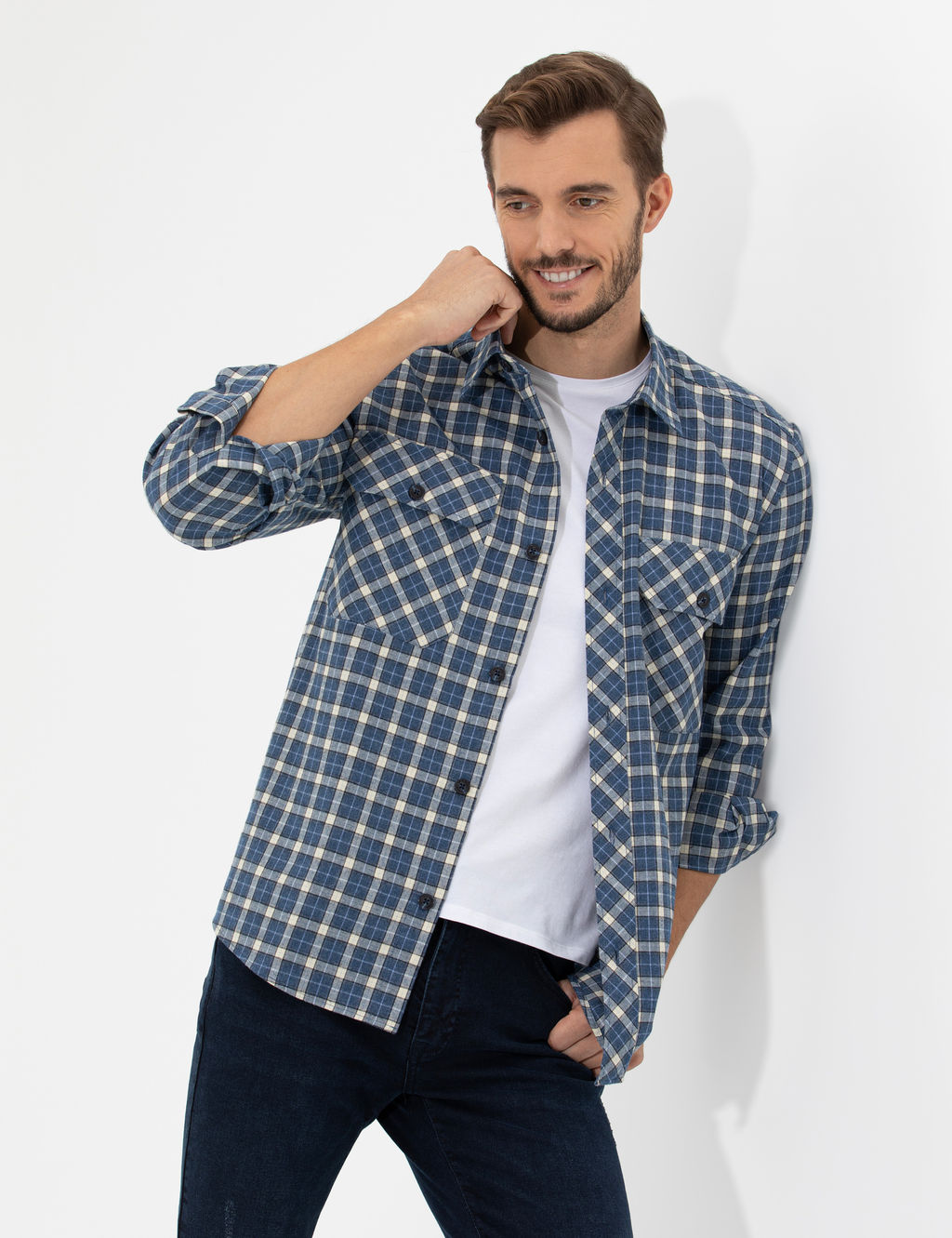 _ndigo Comfort Fit Uzun Kollu G_mlek