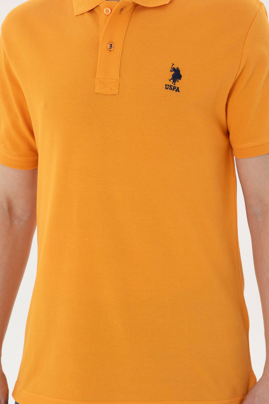 Мужская темно-желтая базовая футболка с воротником-поло Неожиданная скидка в корзине - U.s. polo assn фото 6