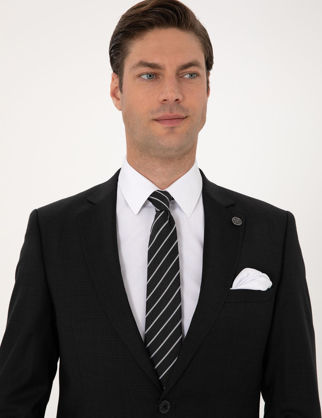 Siyah Ex. Slim Fit Y_n Kar___ml_ Tak_m Elbise