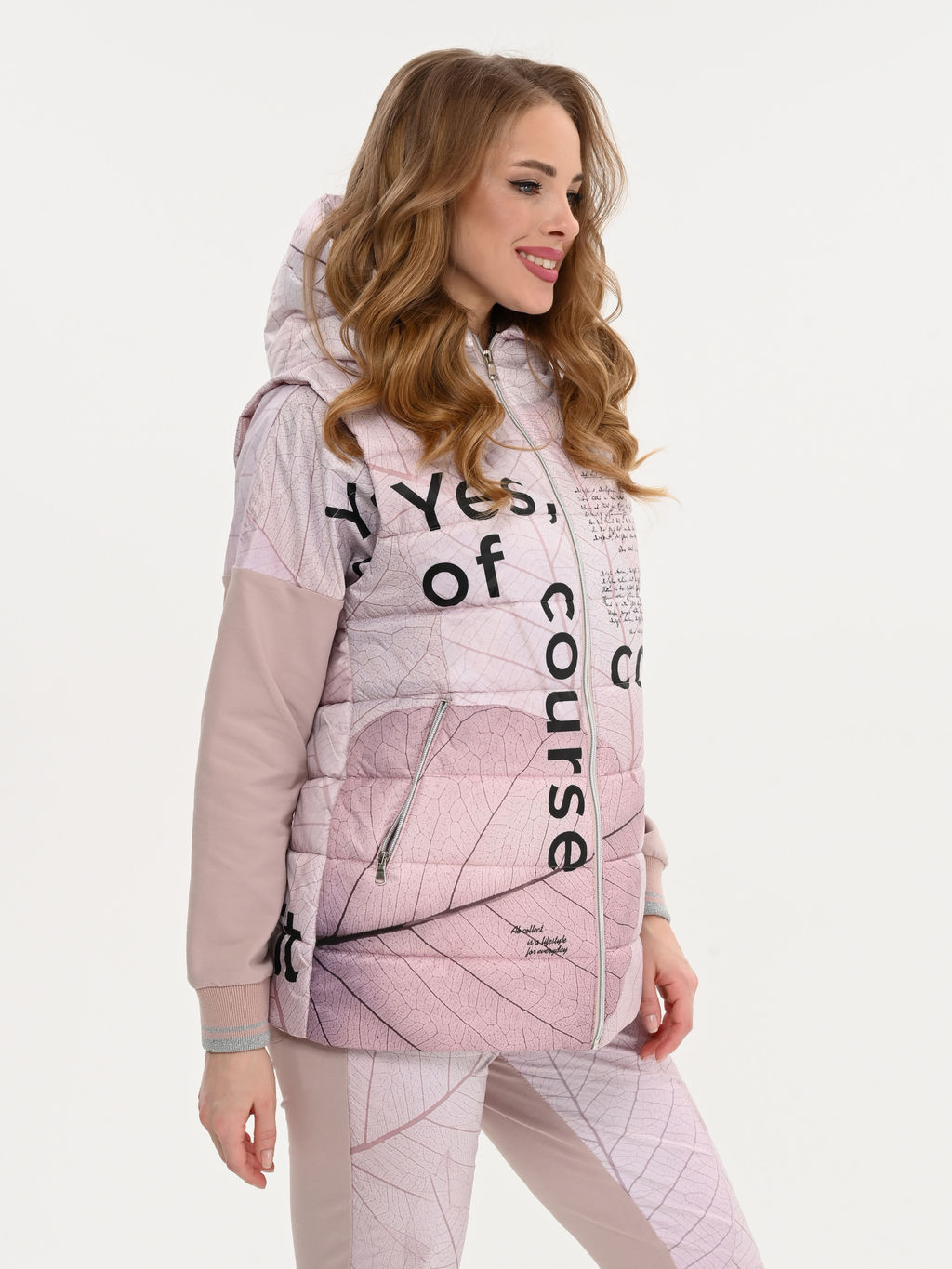 Уникальный стеганный жилет на синтепоне с принтом дизайнерской работы - А+б коллекция фото 13