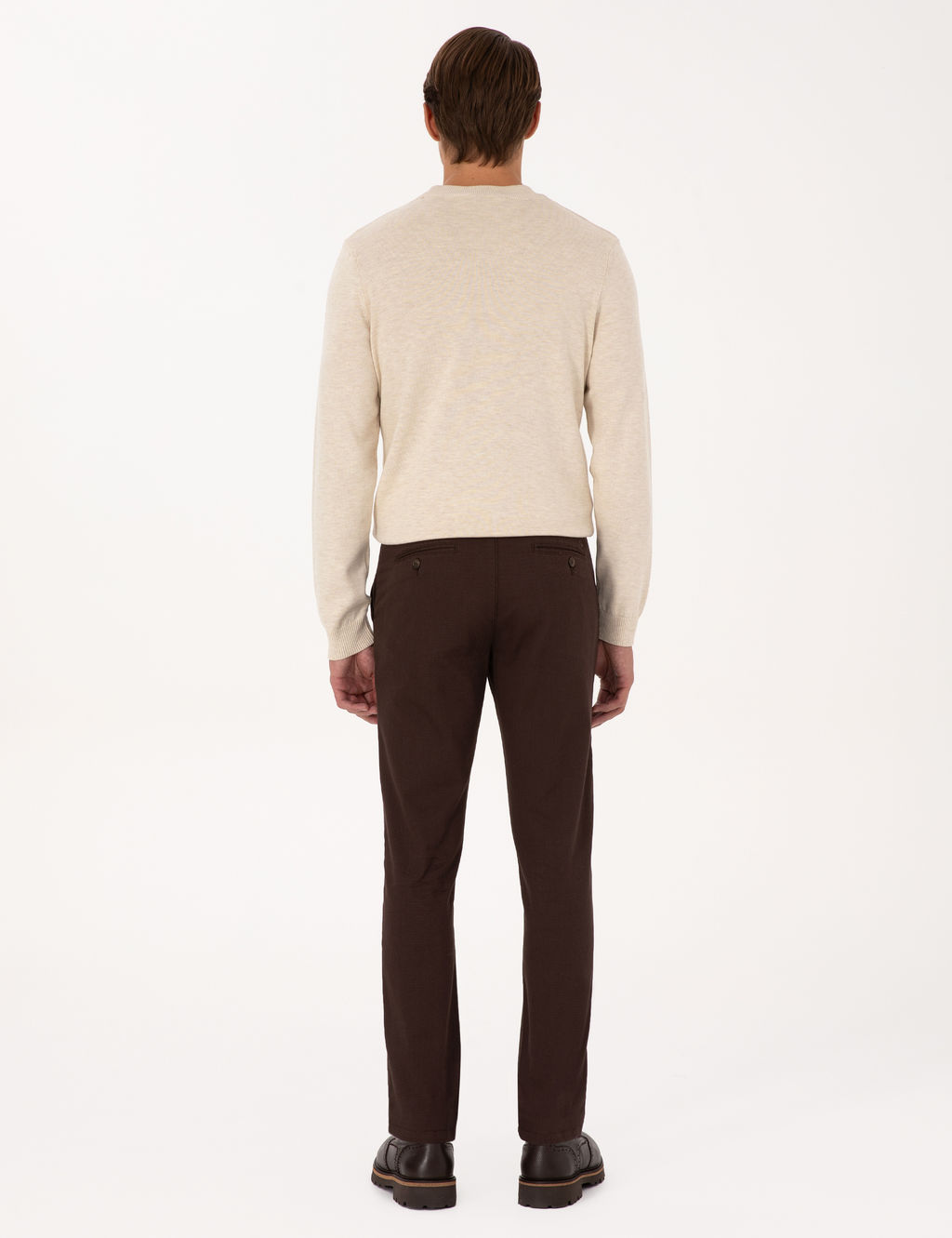 Koyu Kahverengi Slim Fit Kanvas Pantolon