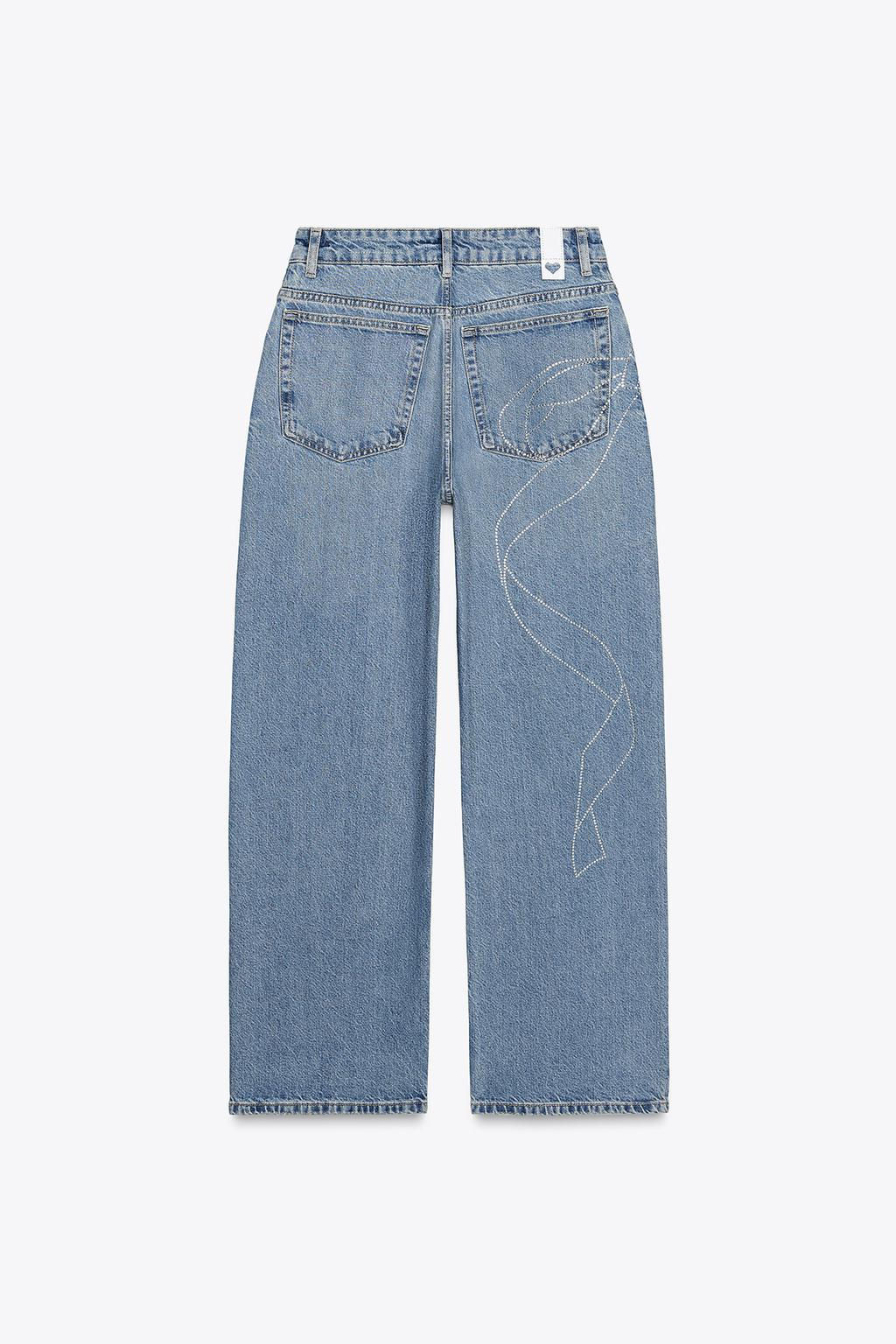 RELAXED OVERSIZE HIGH-WAIST RHINESTONE JEANS - Zara фото 6