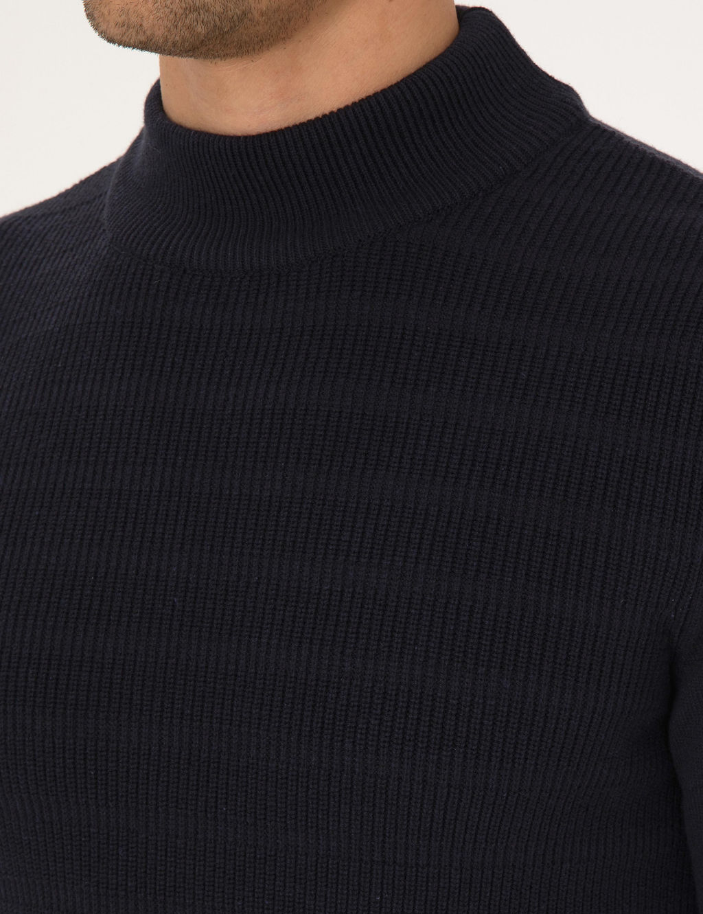 Lacivert Slim Fit Yar_m Bal_k__ Yaka Triko Kazak - Pierre cardin фото 7