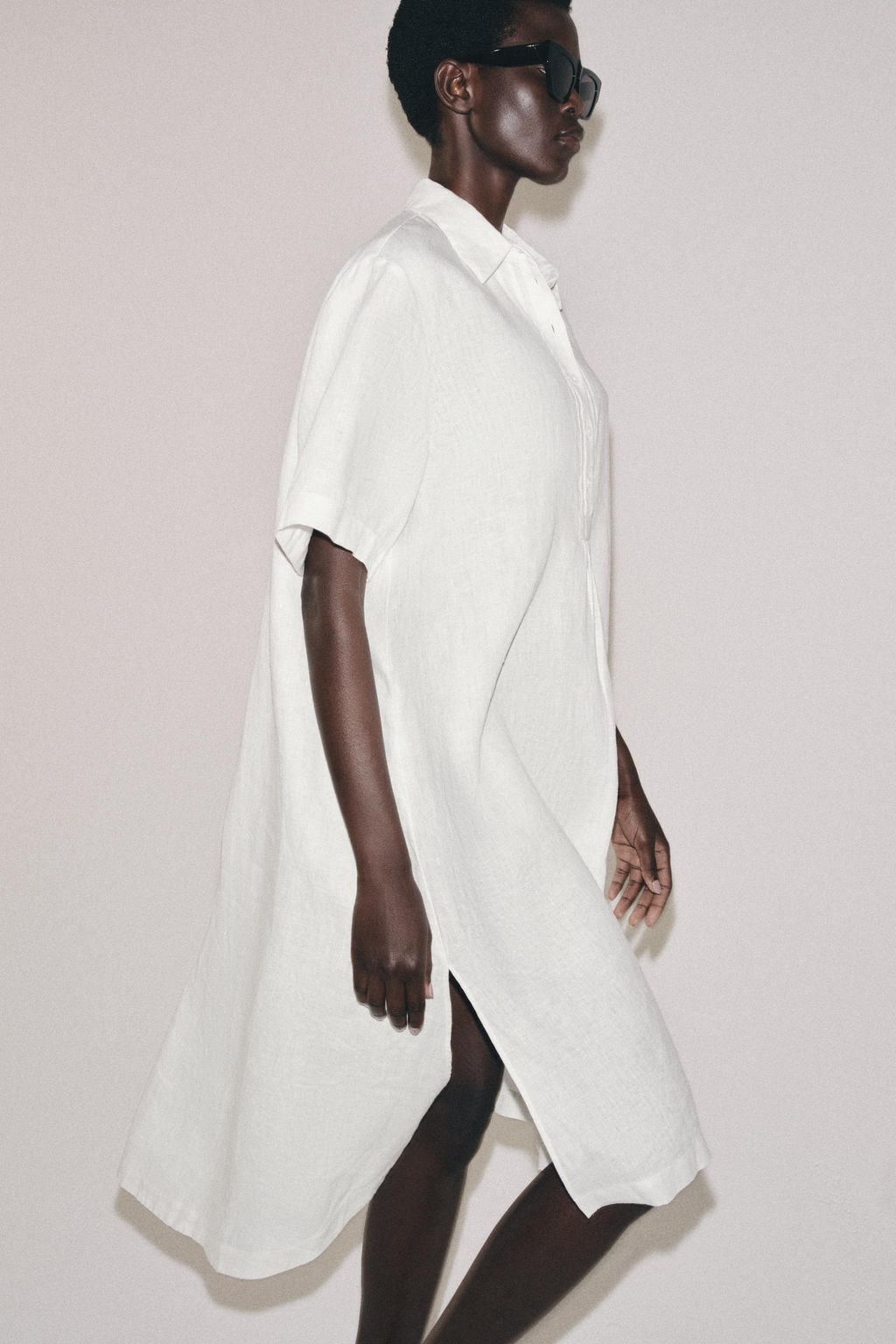 VESTIDO CAMISERO LINO ZW COLLECTION / Blanco - Zara фото 4