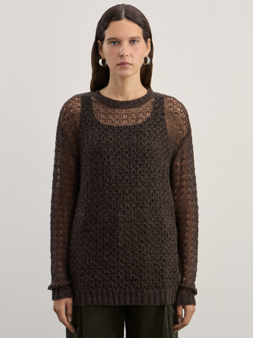 Джемпер ажурный с добавлением шерсти / Zarina  фото 3