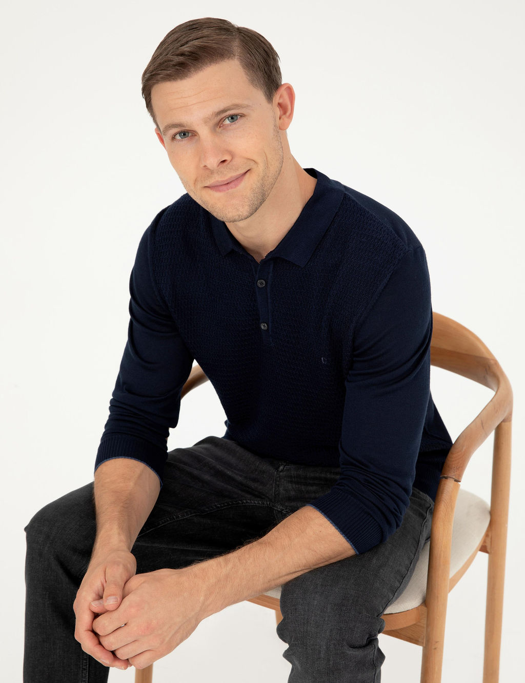 Темно-синий свитер обычного кроя - Cacharel фото 2