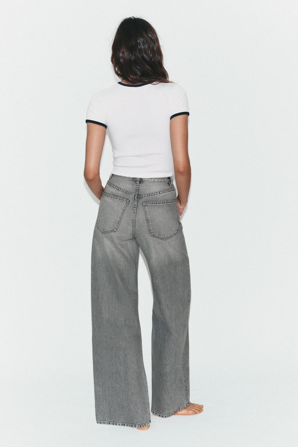 JEANS TRF EXTRA WIDE LEG TIRO ALTO / Gris claro - Zara фото 5