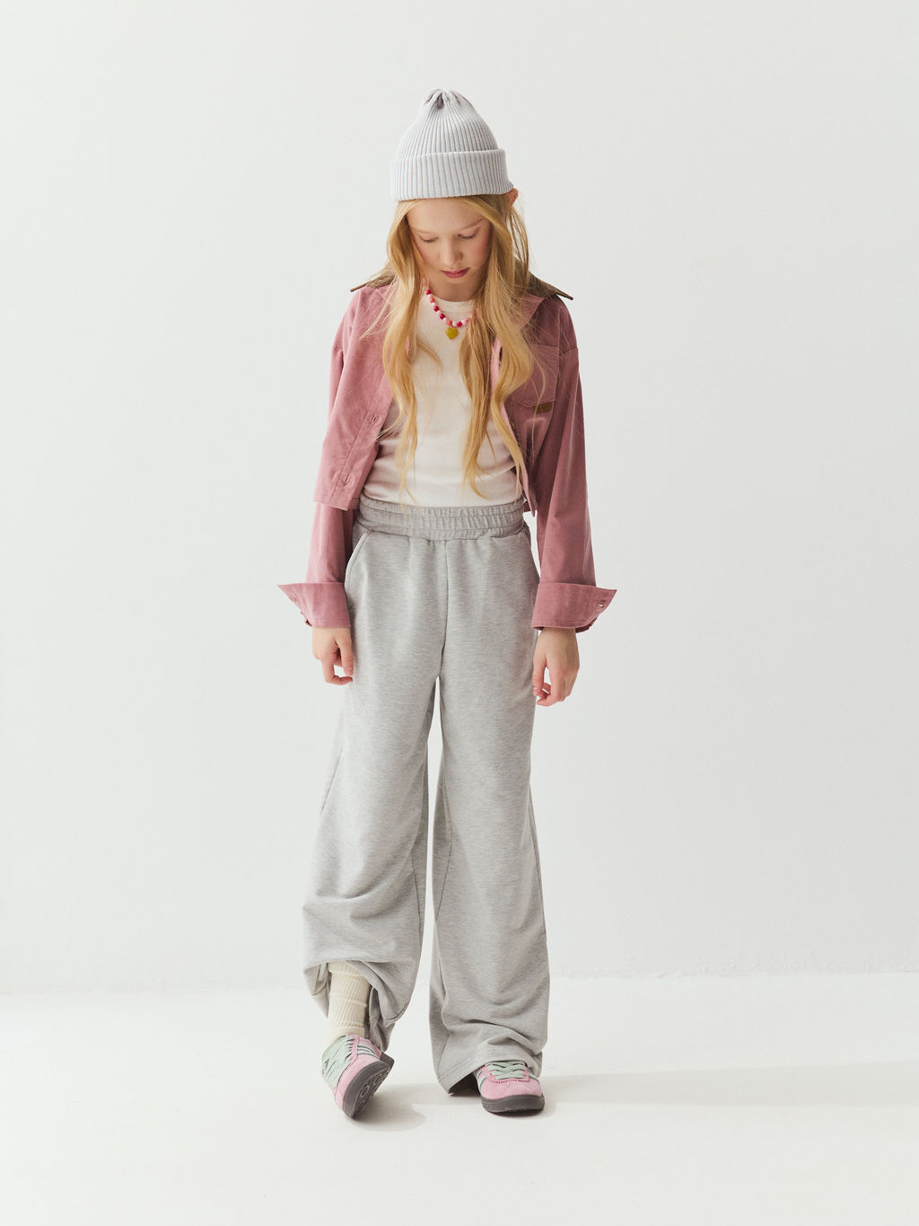 Брюки палаццо облегченные Серый меланж 7+ - Bungly фото 6