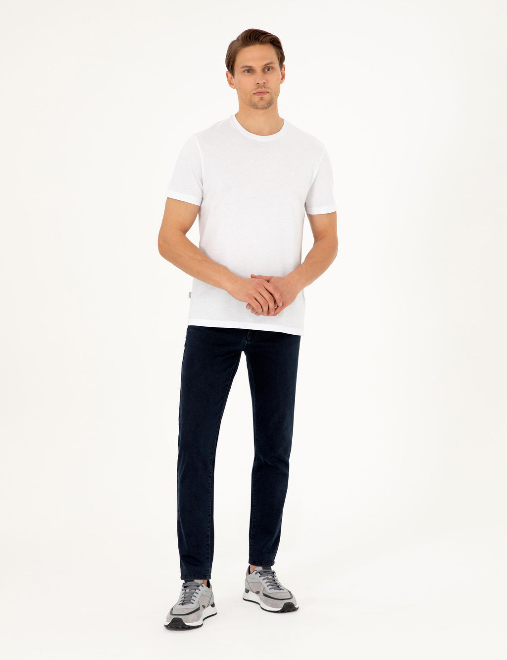 Beyaz %100 Pamuk Slim Fit Bisiklet Yaka Basic Ti__rt - Pierre cardin фото 4