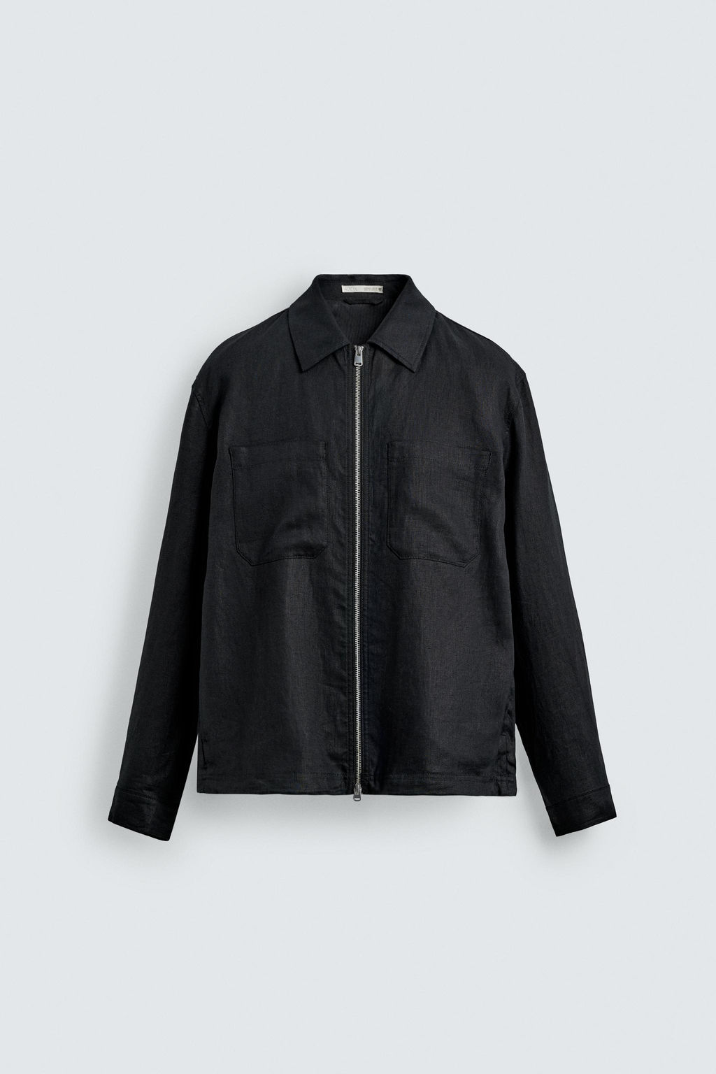 SOBRECAMISA 100% LINO CREMALLERA / Negro - Zara фото 7