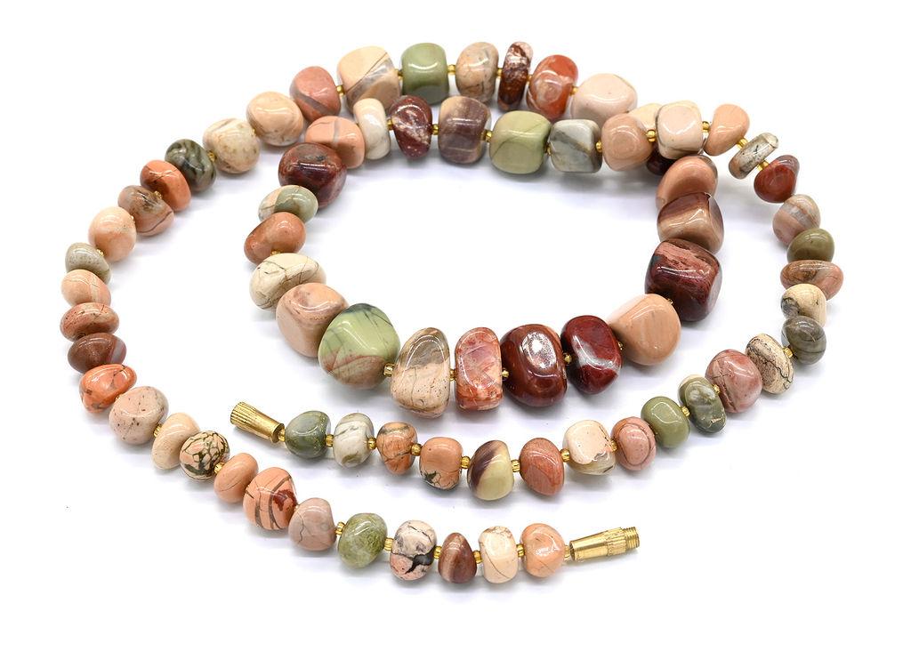 Бусы из Яшмы уральской галтовка, 61см Радуга камня