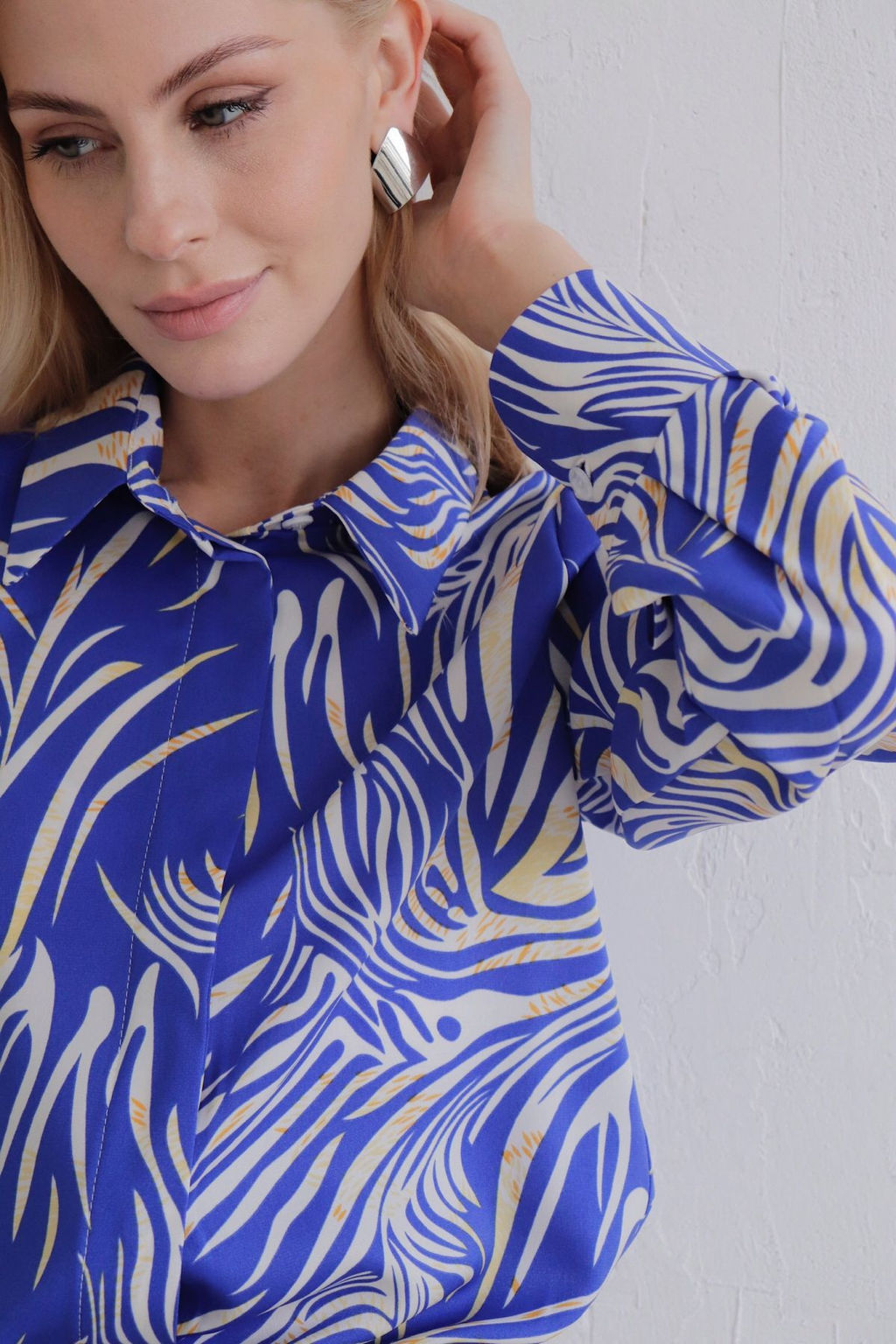 11525 Рубашка с супатной застёжкой синяя с принтом - Martichelli фото 6