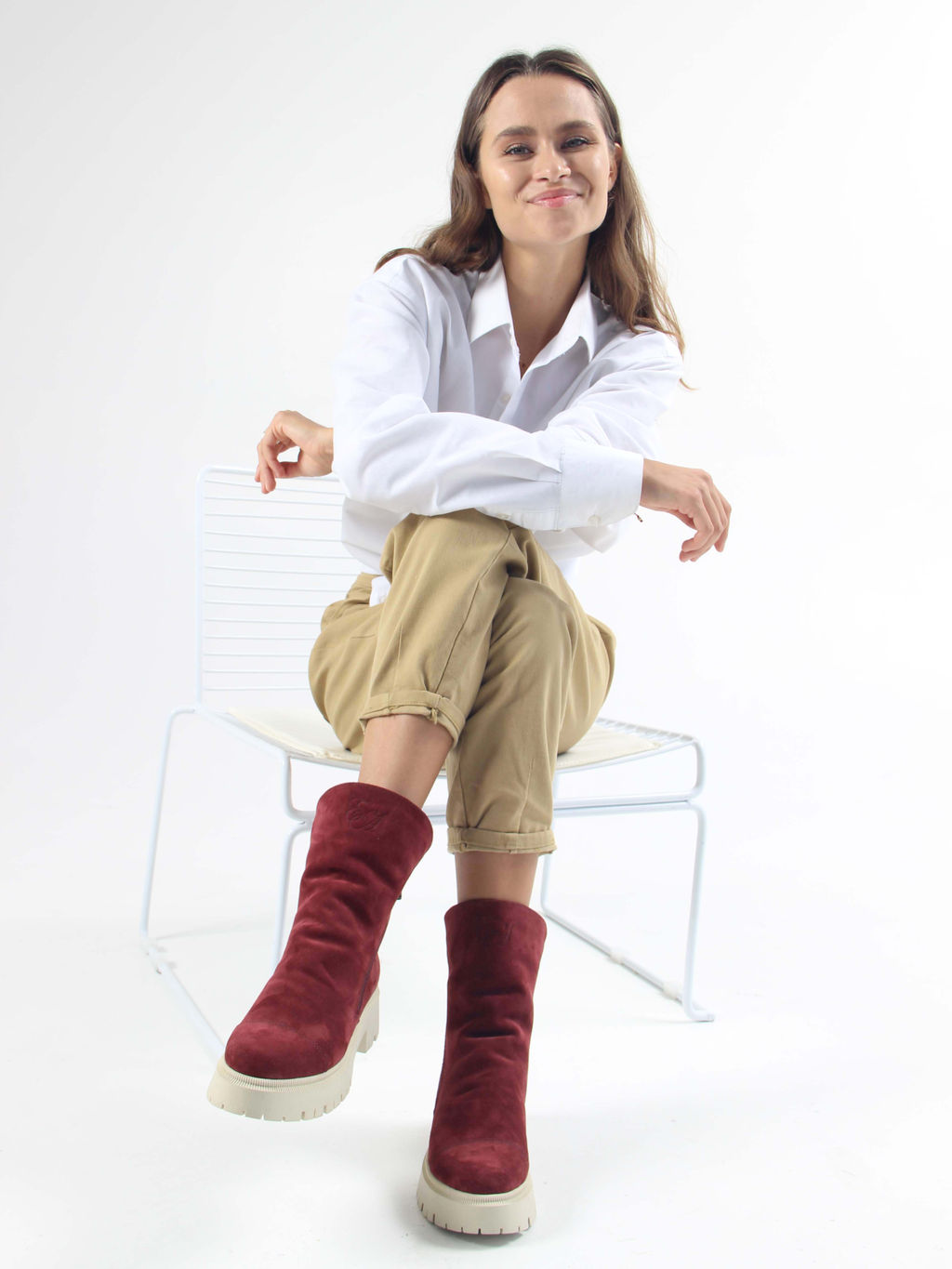 Ботинки 233.2094be. Бордо замша/Шерсть