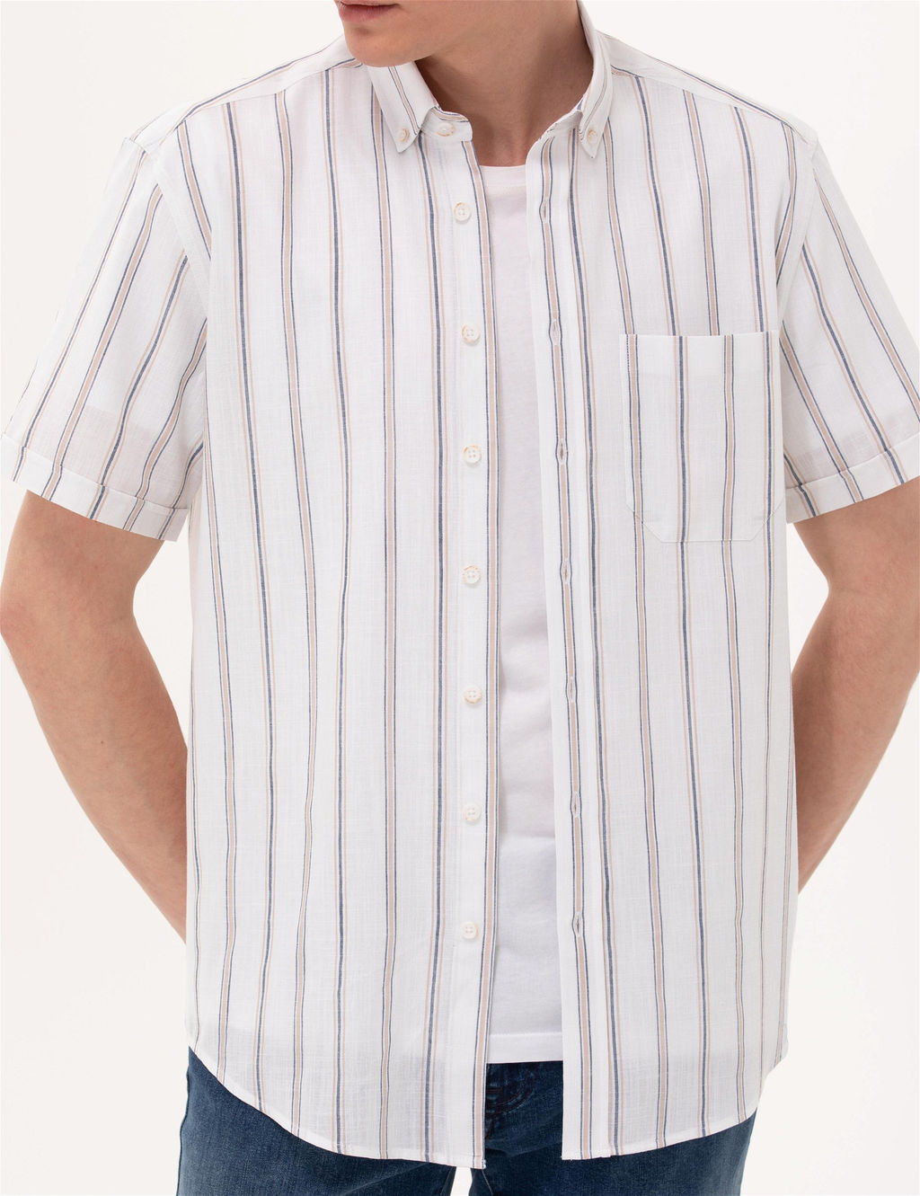 Lacivert Comfort Fit K_sa Kollu G_mlek - Pierre cardin фото 6