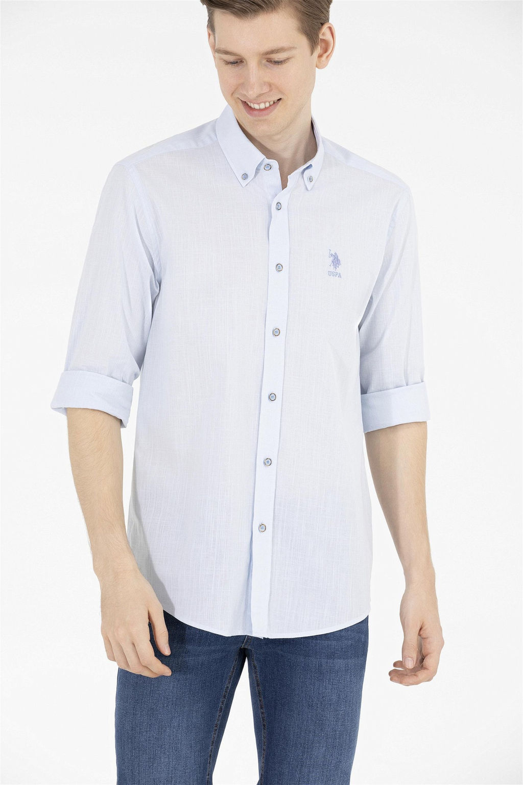 U. S. Polo Assn / Мужская синяя рубашка с длинным рукавом - U.s. polo assn фото 10
