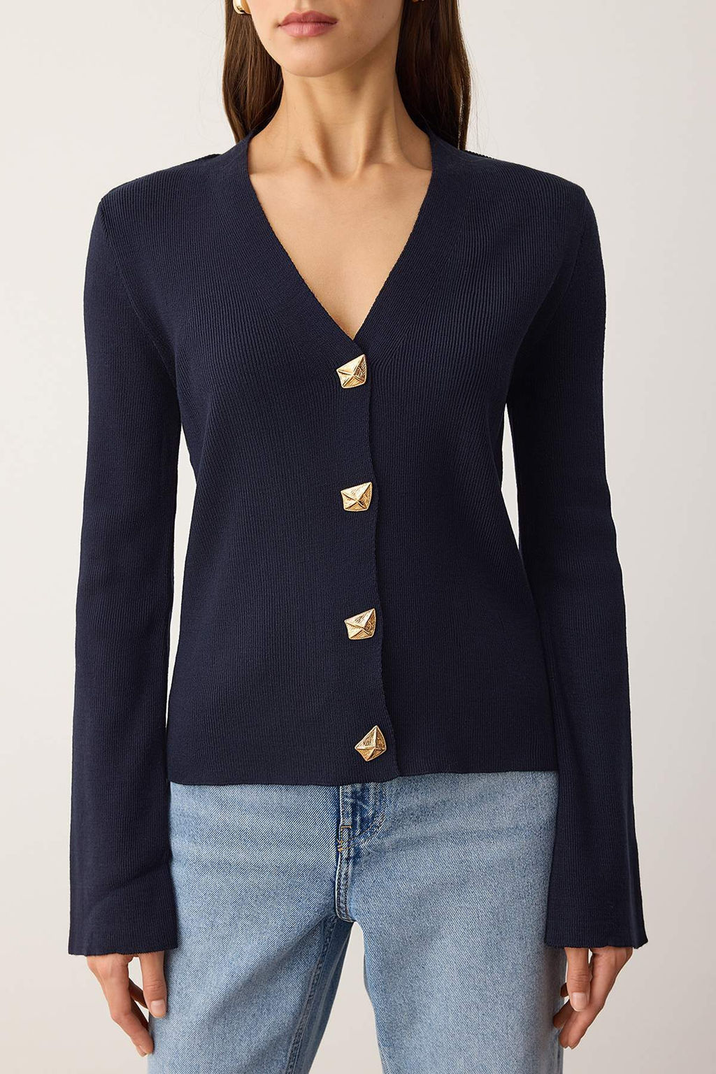 Lacivert*001 Dugme Detayl? Duz Triko H?rka TWOAW26HI00144