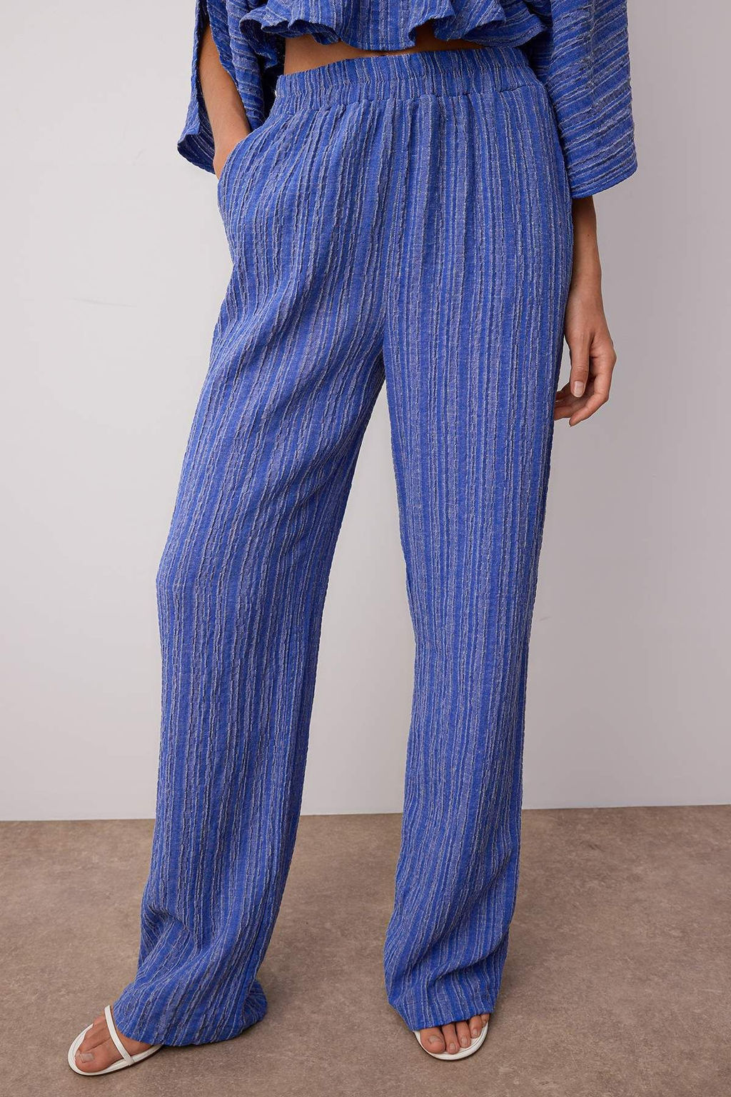 TRENDYOLMILLA Yag Yesili Beli Lastikli Dokulu Kumas Dokuma Pantolon TWOSS24PL00142  фото 3