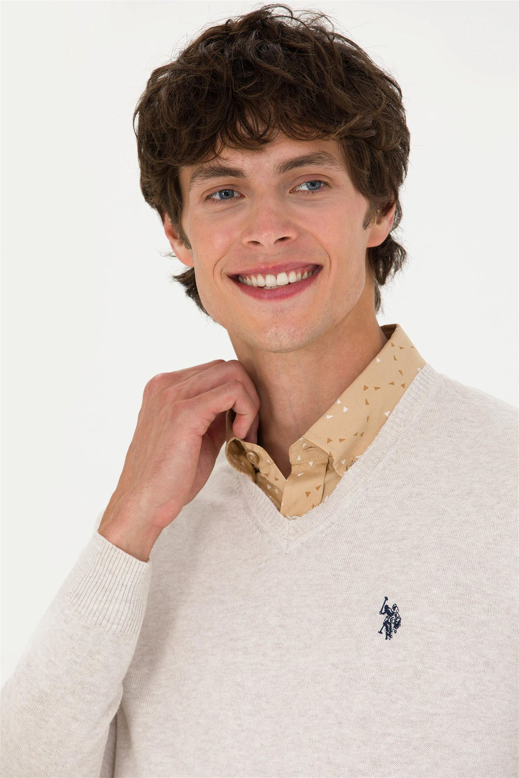U. S. Polo Assn Мужской базовый свитер из каменного меланжа - U.s. polo assn фото 2