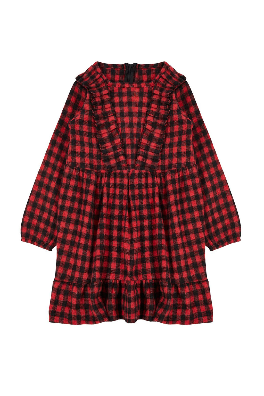 K?rm?z? K?z Cocuk Ekose / Kareli Regular Dokuma Elbise TKDAW25EL00004 - Trendyolmilla фото 5