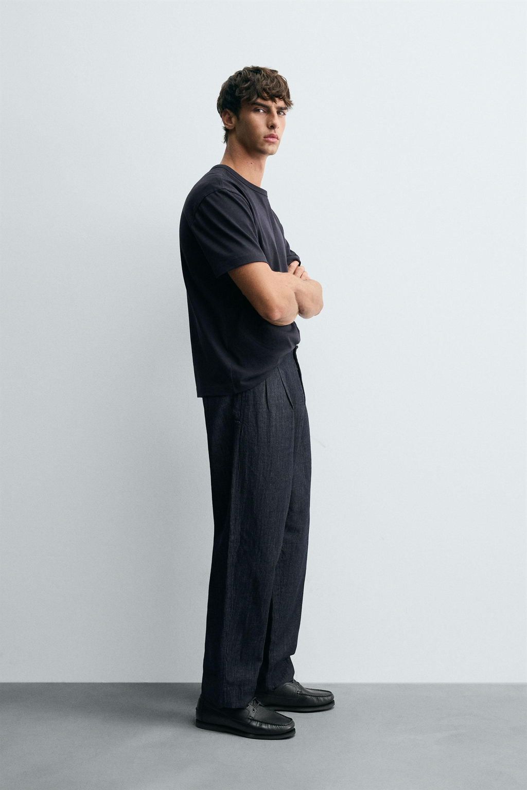 CROPPED WIDE-LEG DENIM TROUSERS - Zara фото 4