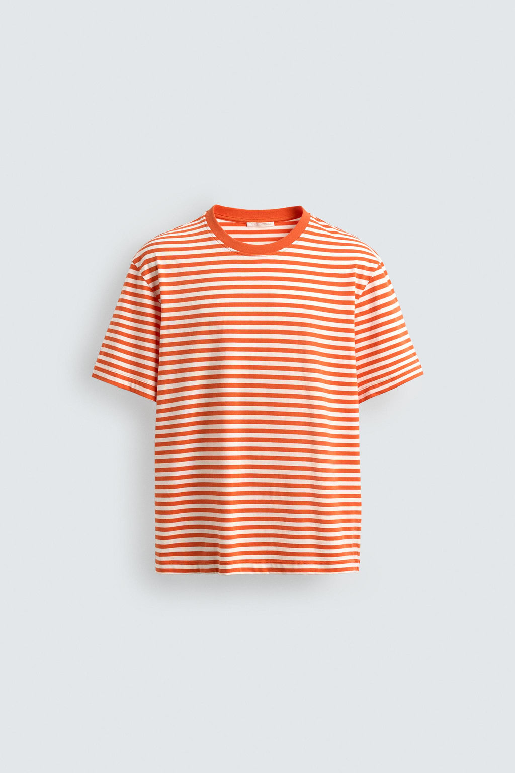 CAMISETA REGULAR FIT JACQUARD RAYAS / blanco-naranja