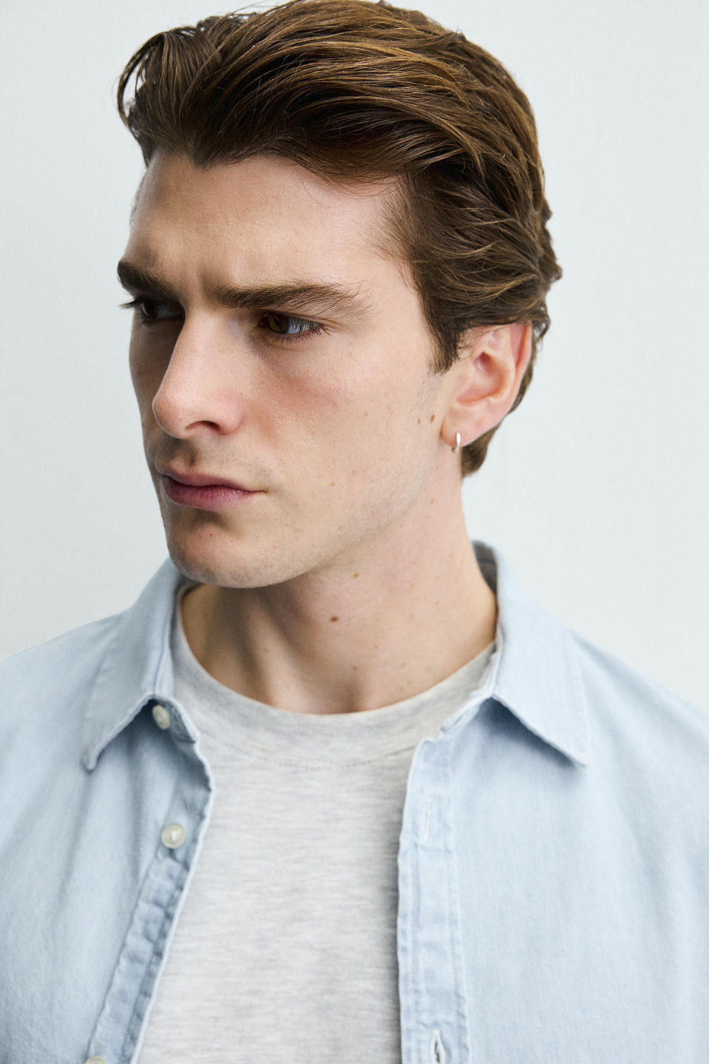 CAMISA DENIM LAVADA / Azul cielo - Zara фото 5