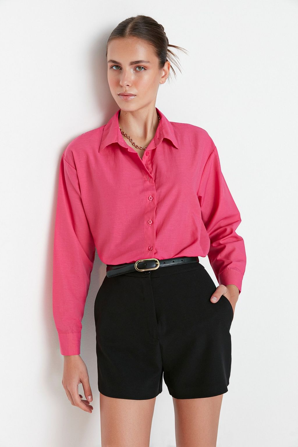 Fusya Loose Fit Pamuklu Dokuma Gomlek TWOAW20GO0107