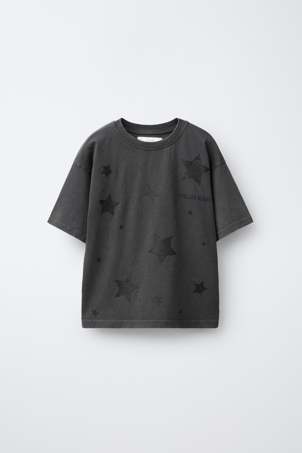 WASHED-EFFECT T-SHIRT WITH GLITTER STARS