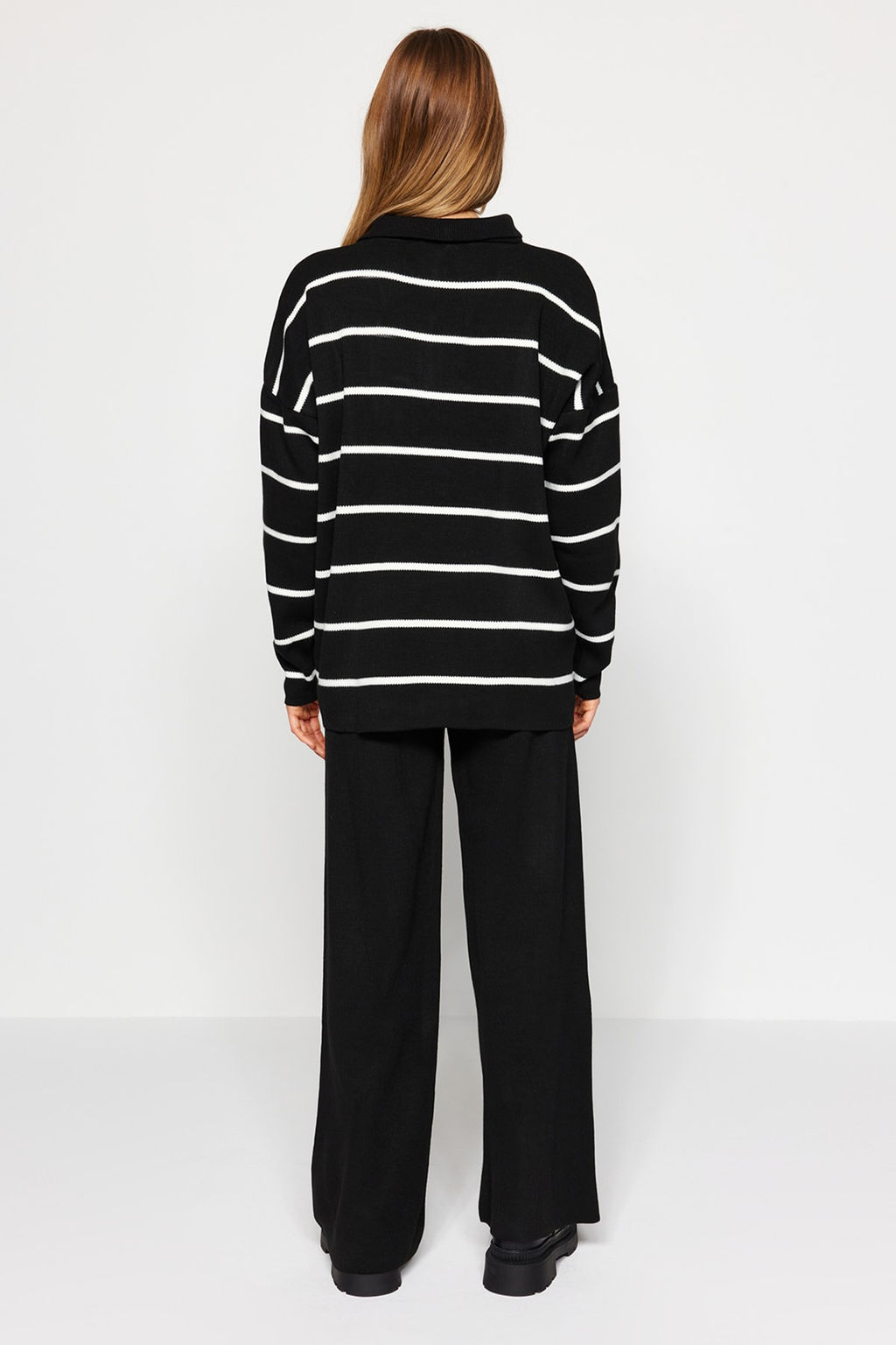 Siyah Genis Kal?p Fermuarl? Triko Alt-Ust Tak?m TWOAW24AU00025 - Trendyolmilla фото 6