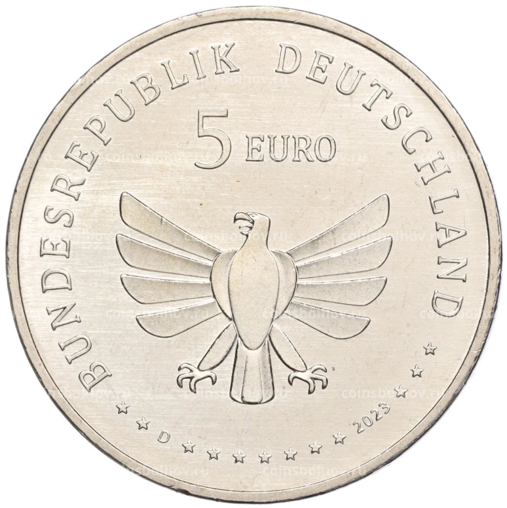 Монета 5 евро 2023 года D Германия Чудесный мир насекомых Рыжая осмия
