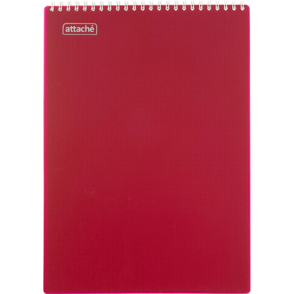 Блокнот А4 80л Attache гребень клетка пластик бордов с тиснением фото 2