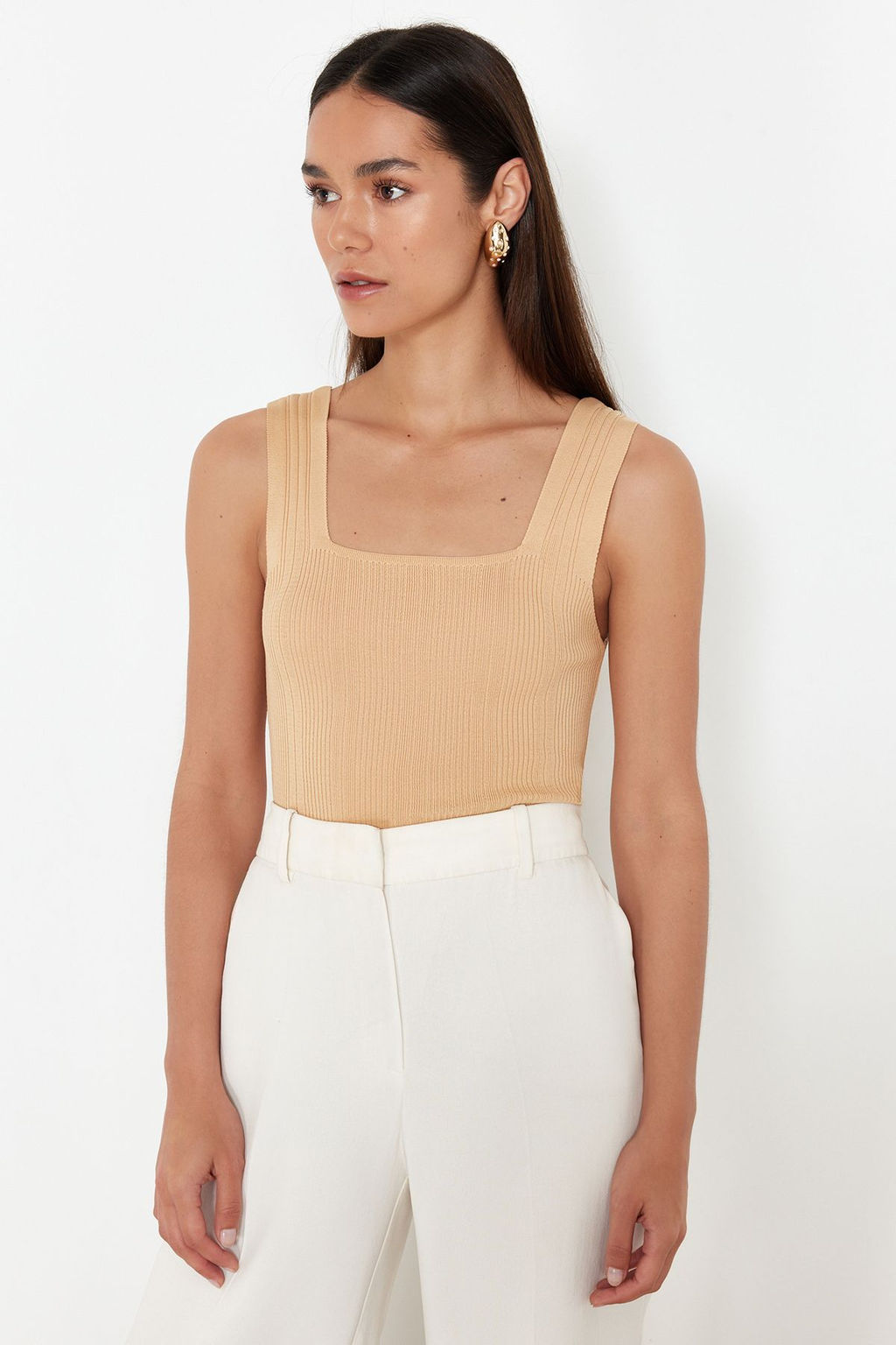 Camel-Ekru Basic Ikili Paket Top Ince Bluz TWOSS24BZ00623