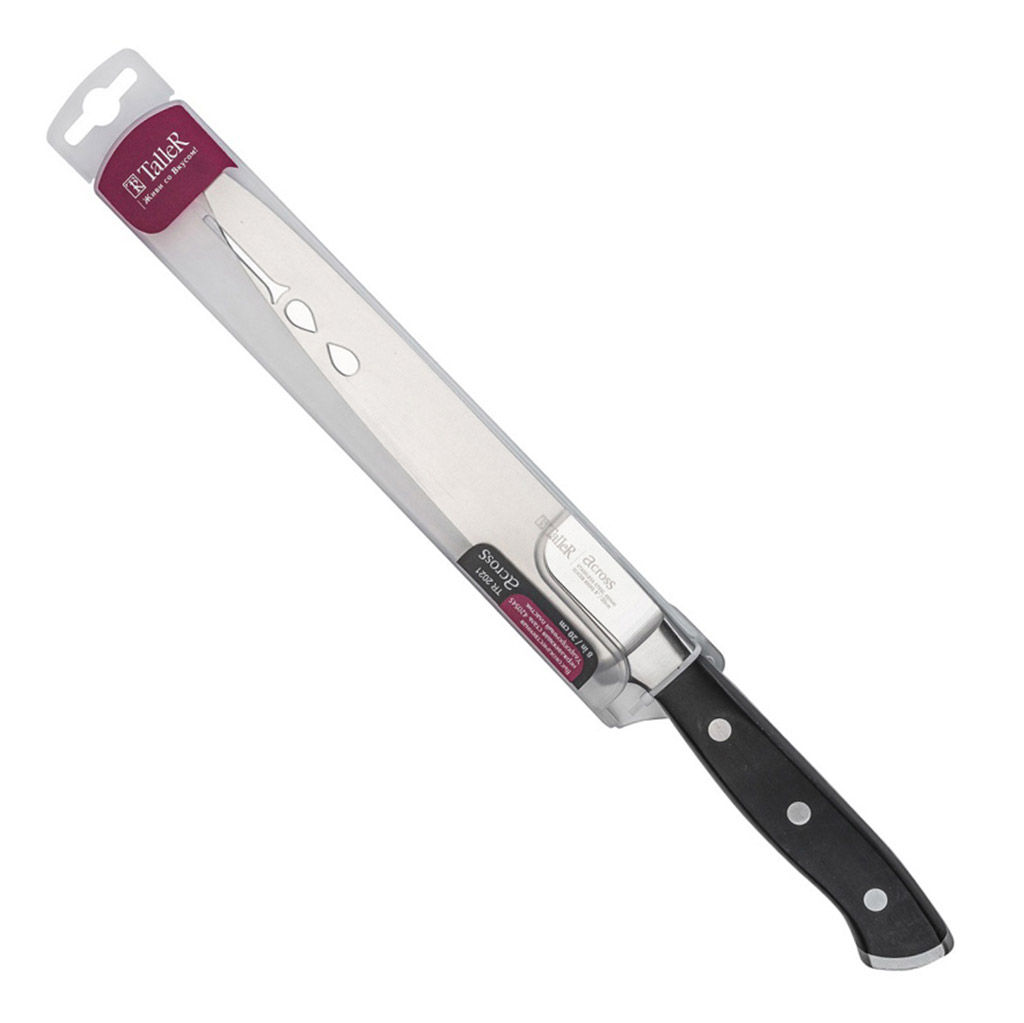 Нож кухонный Across 20см из нержавеющей стали, s2,5мм, для нарезки, ручка из ударопрочного пластика, чехол, TalleR (Китай) - Домашняя мода фото 2