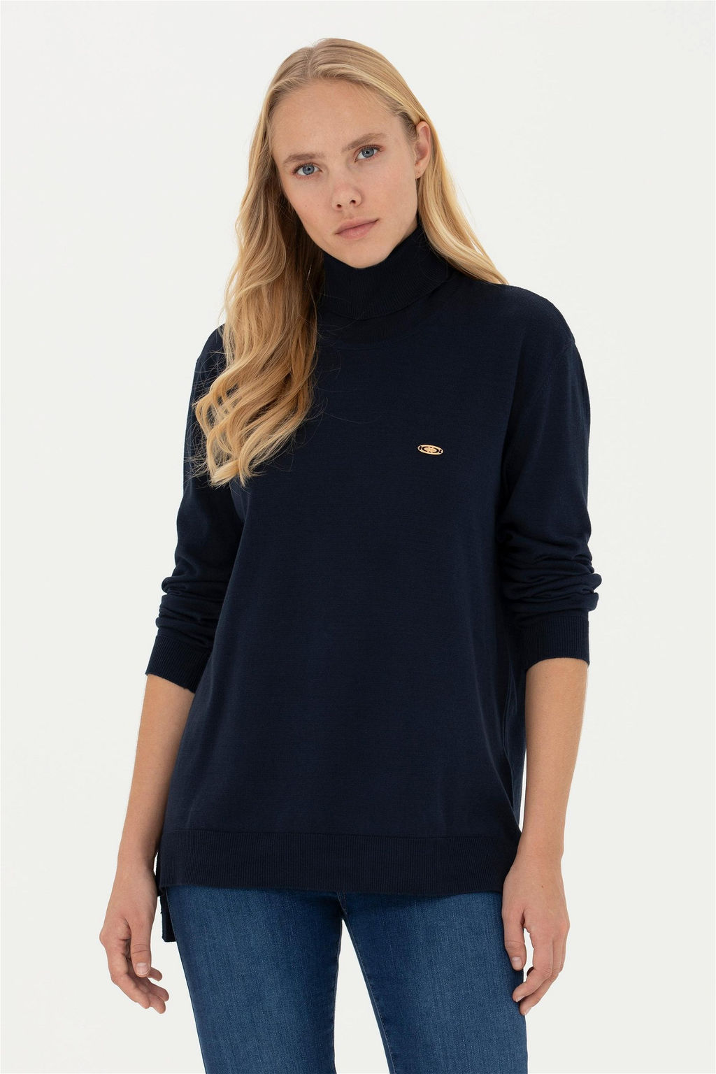 Женский темно-синий базовый свитер - U.s. polo assn фото 3