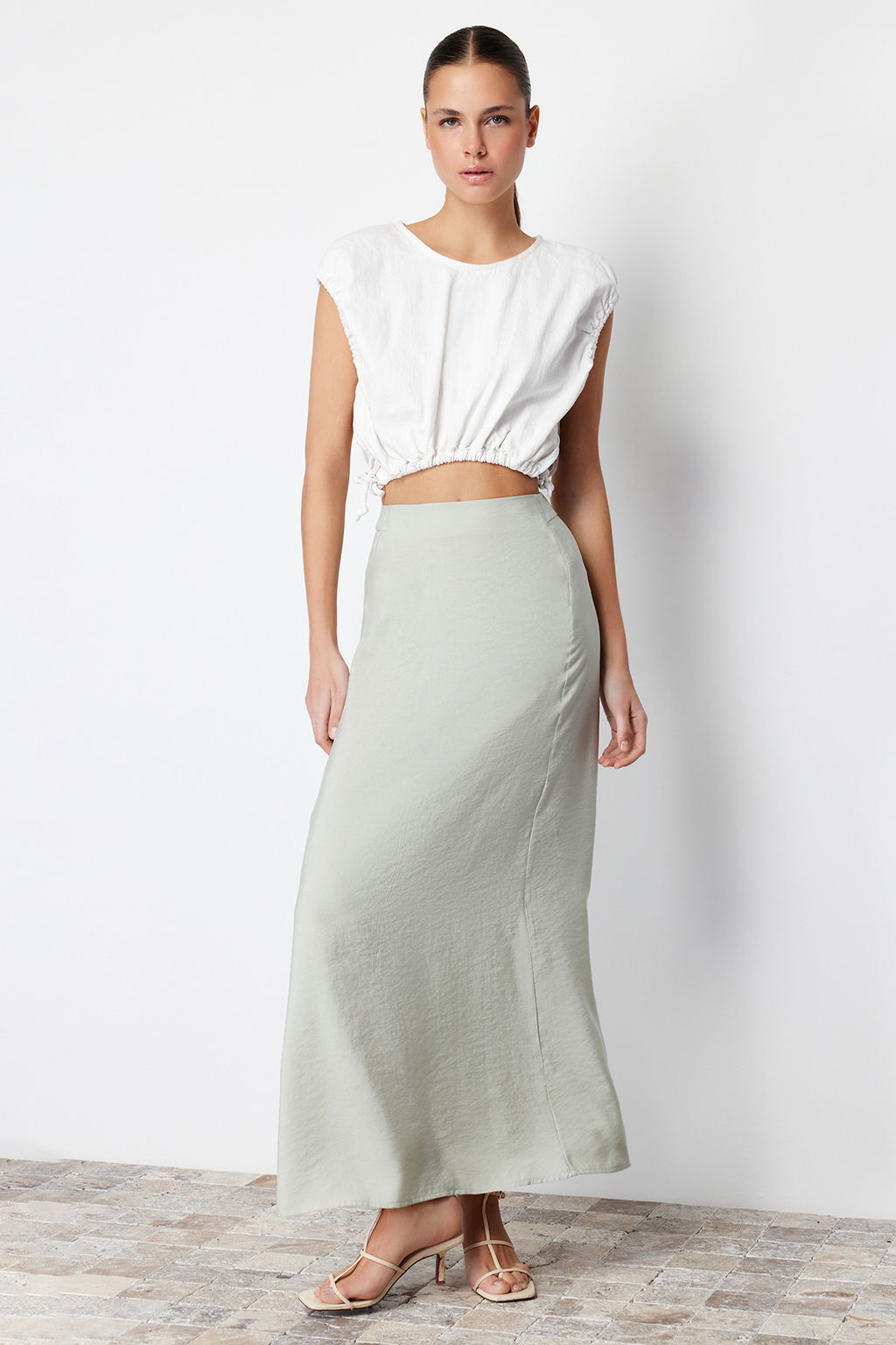 TRENDYOLMILLA Mint Modal Icerikli A-line Maxi Boy Dokuma Etek TWOSS24ET00058  фото 2