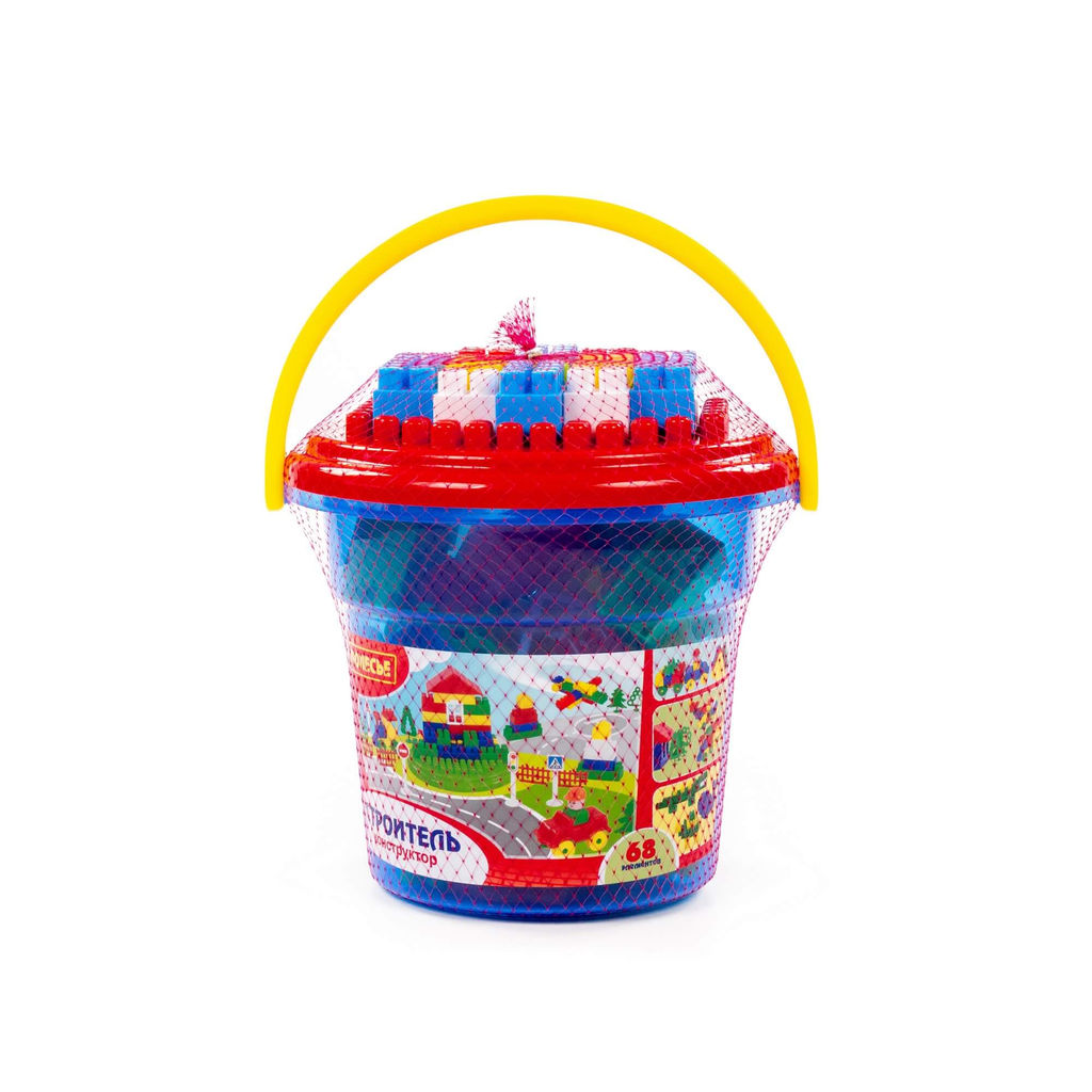 Конструктор Строитель (68 элементов) (в ведре Макси с крышкой) - Полесье фото 4