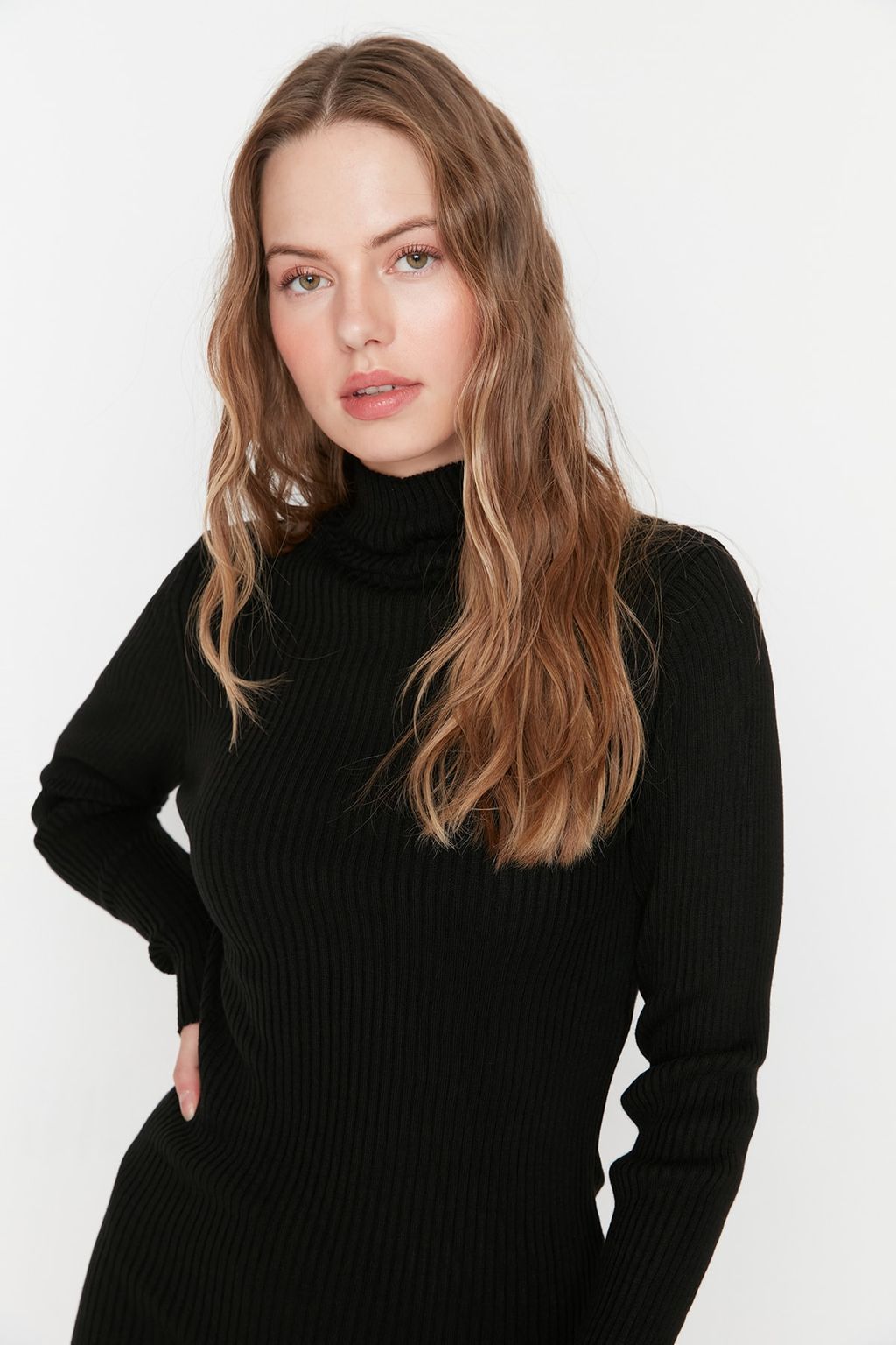 TRENDYOLMILLA Vizon Mini Triko Vucuda Oturan Elbise TWOAW23EL01389 фото 15