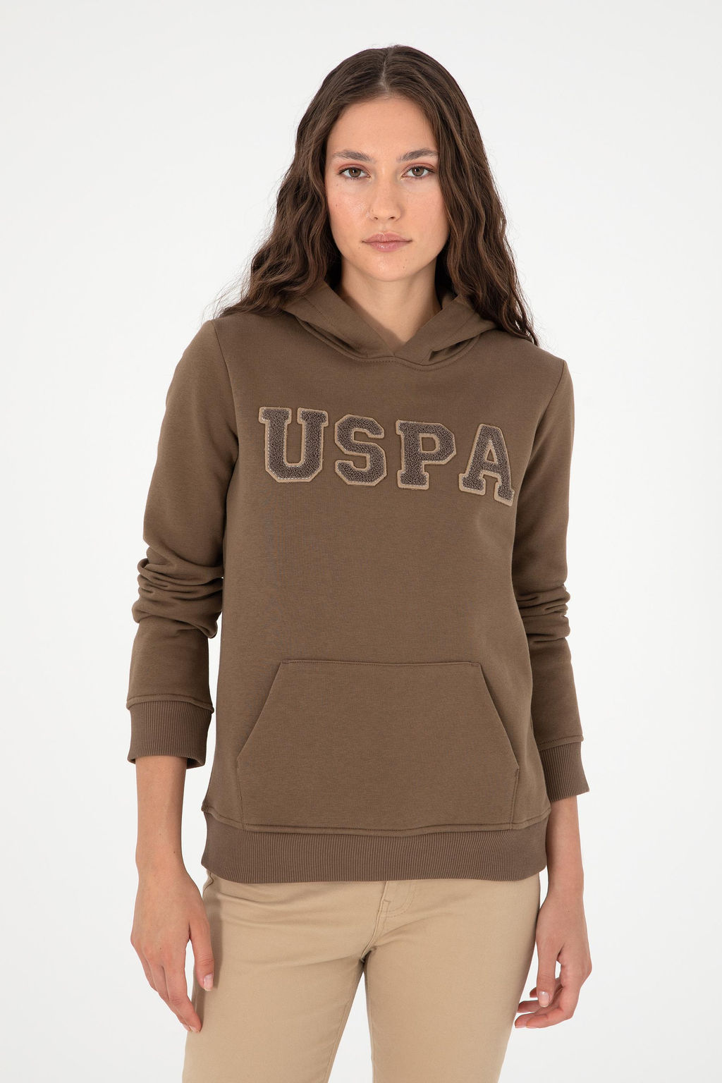 Женский базовый свитшот цвета хаки Неожиданная скидка в корзине - U.s. polo assn фото 3